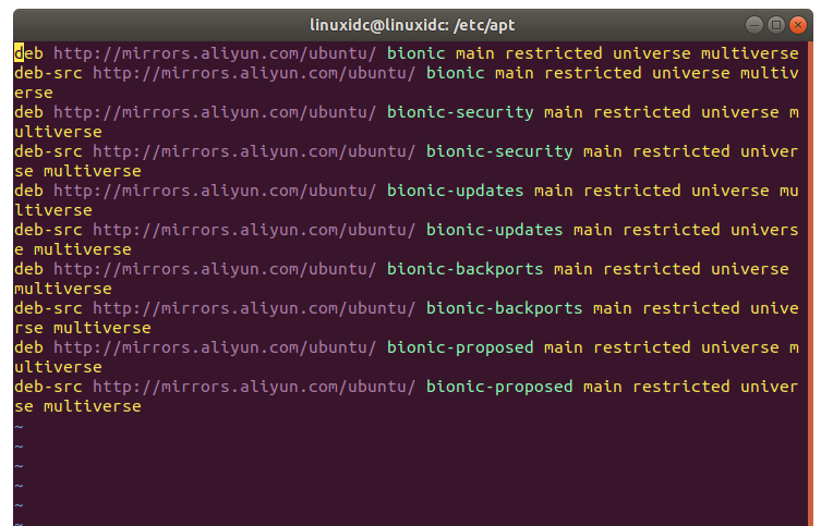 Ubuntu 18.04更改apt为阿里云软件源
